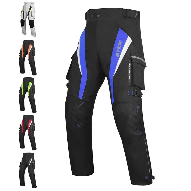 BYKR Motorcycle Pants for Men & Women Armored Cordura Overpants Enduro ATV Dual Sports Motocross Cargo Touring Adventure Pant (42WX34L  Blue) - Image 1